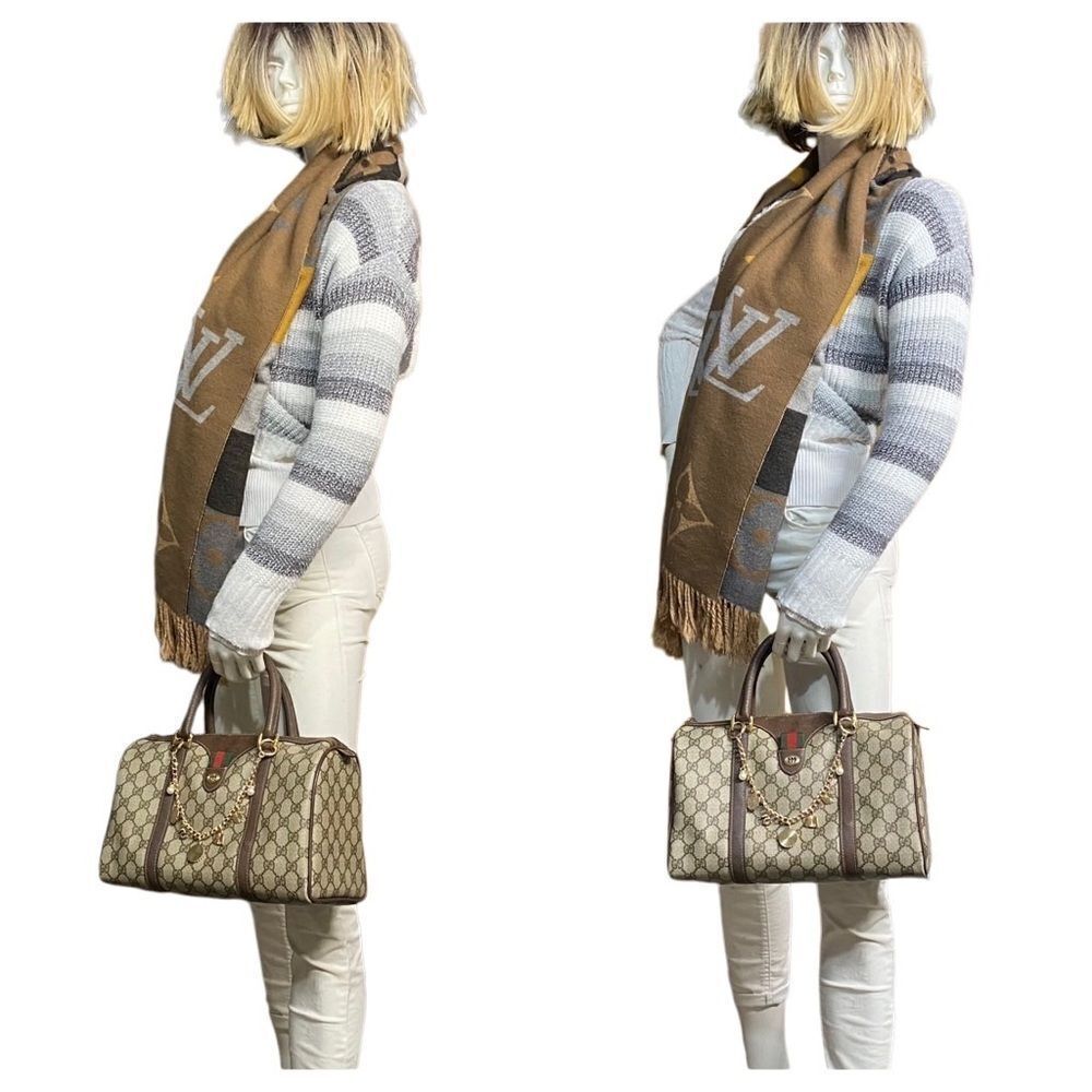 GUCCI Sherry Line Pvc Leather Boston Handbag 👜 - Picture 4 of 17